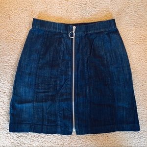 H&M High-waisted front-zip denim skirt